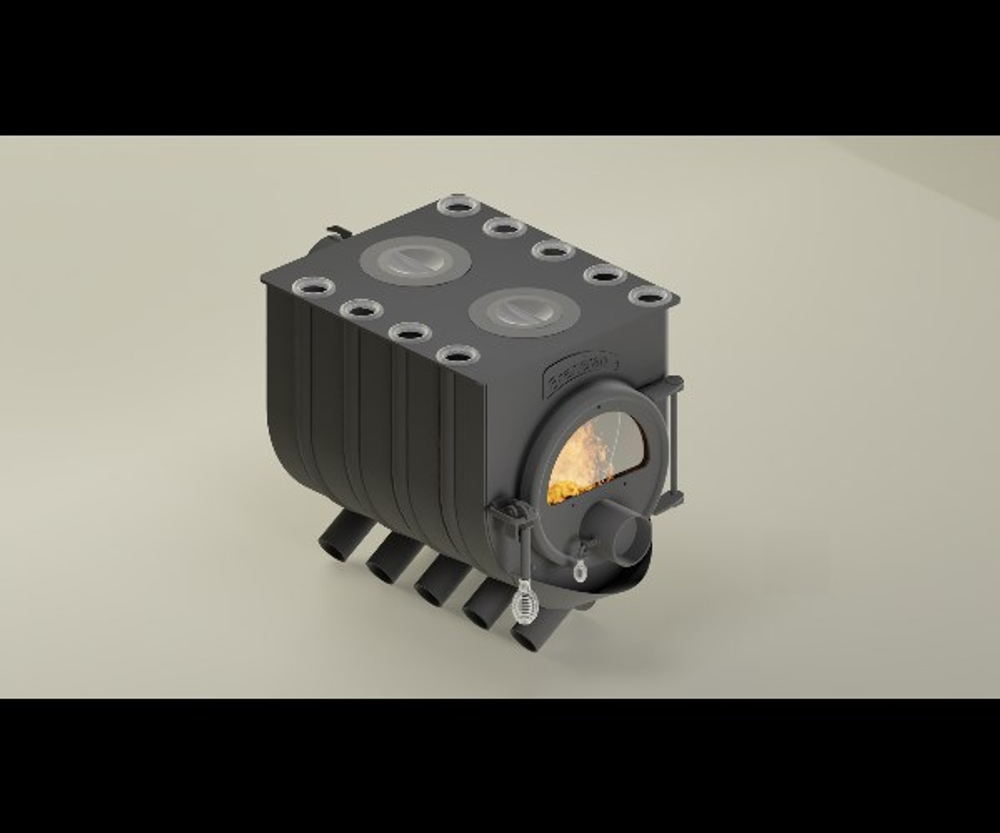 Печь Бренеран с варочной плитой АОТ-08 тип 005 плита 2 конфорки до 150м3 со стеклом