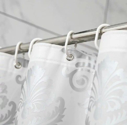 Штора для ванной комнаты и туалета тканевая занавеска для душа 180*180 см "Узор серебро"