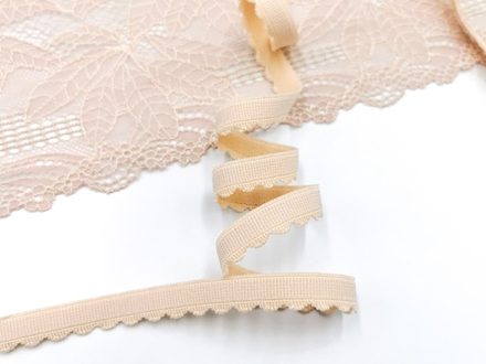 Отделочная резинка с фестонами, 10мм, бежевая, (Арт: OTR605/10-126), м