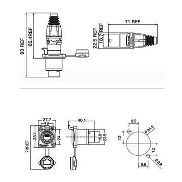 Водонепроницаемый разъем CNLINKO YT-RJ45 UL/TUV (IP65)