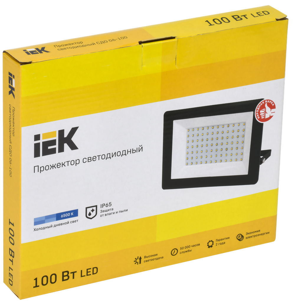 Прожектор СДО 06-100 светодиодный черный IP65 6500K IEK