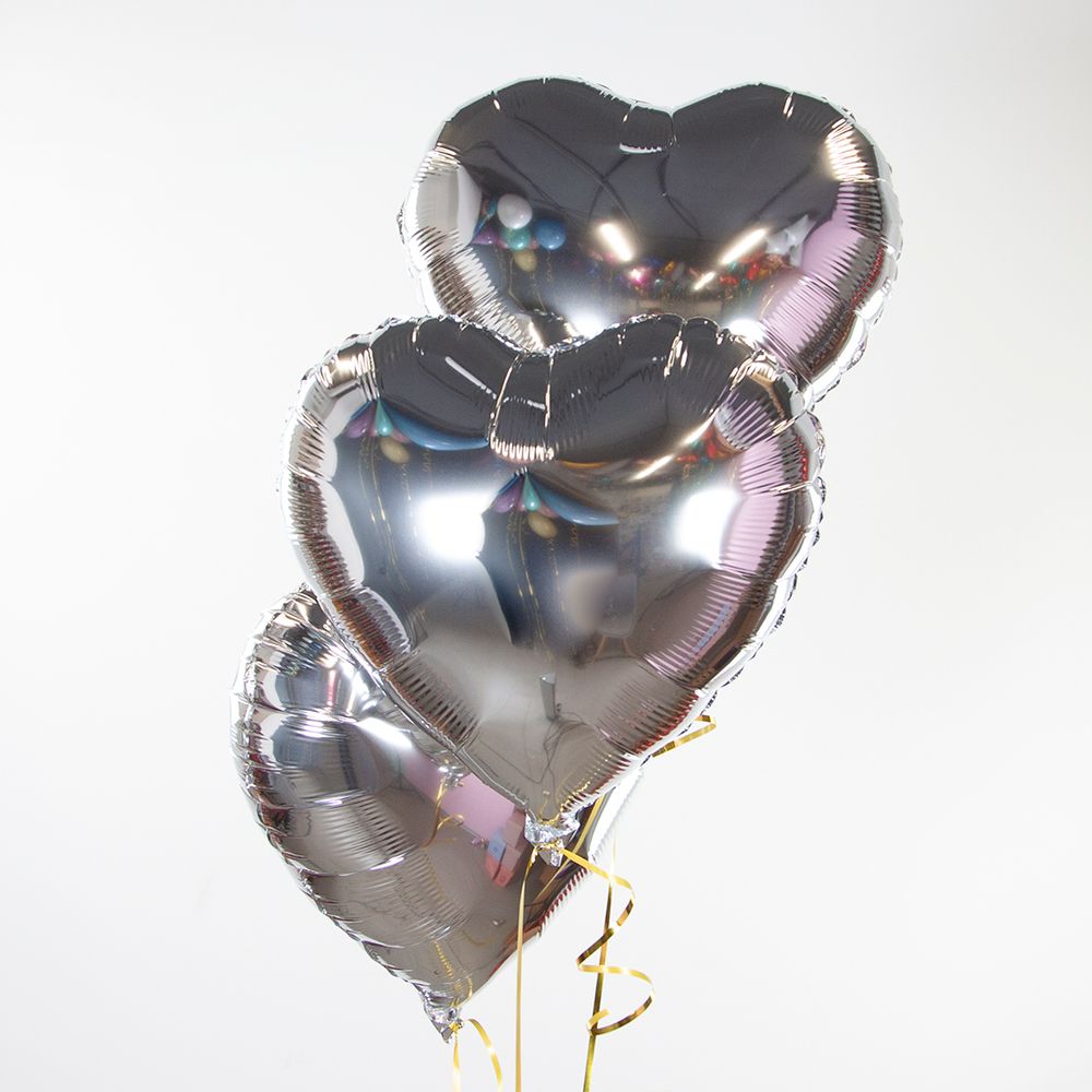 Шар (18"/46 см) Сердце, Серебро