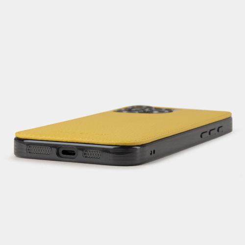 Чехол-накладка кожаная для iPhone 16 Pro Max, теленок желтого цвета