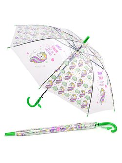 Зонт детский с рисунком Единорожки зеленый