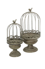 Набор из 2-х декоративных этажерок с клошем "Птички" 15,5x34см / 20x42см