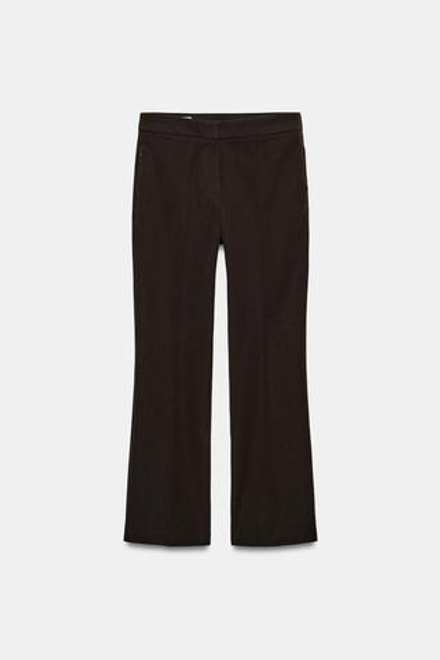 ZARA УКОРОЧЕННЫЕ БРЮКИ MINI FLARE, КОРИЧНЕВЫЙ