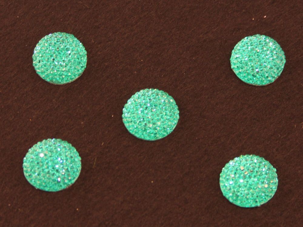 Кабошон круглый, акрил, блестящий, 12 мм, цвет №32 бирюзовый (1уп=100шт)