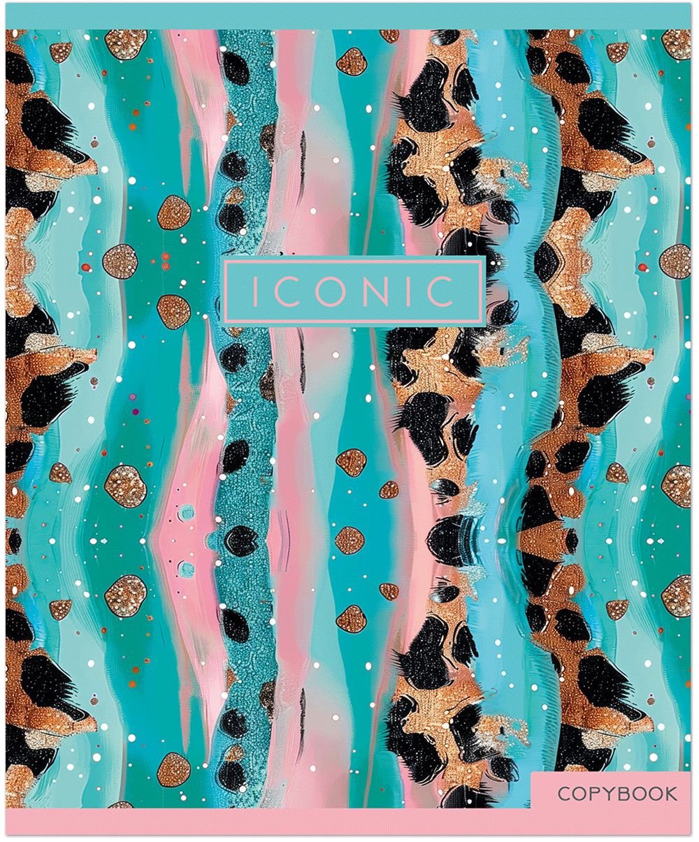 Тетрадь общая 96 л, PASTEL GOLD LEOPARD, обложка - мелов.картон+матовая ламинация, скрепка