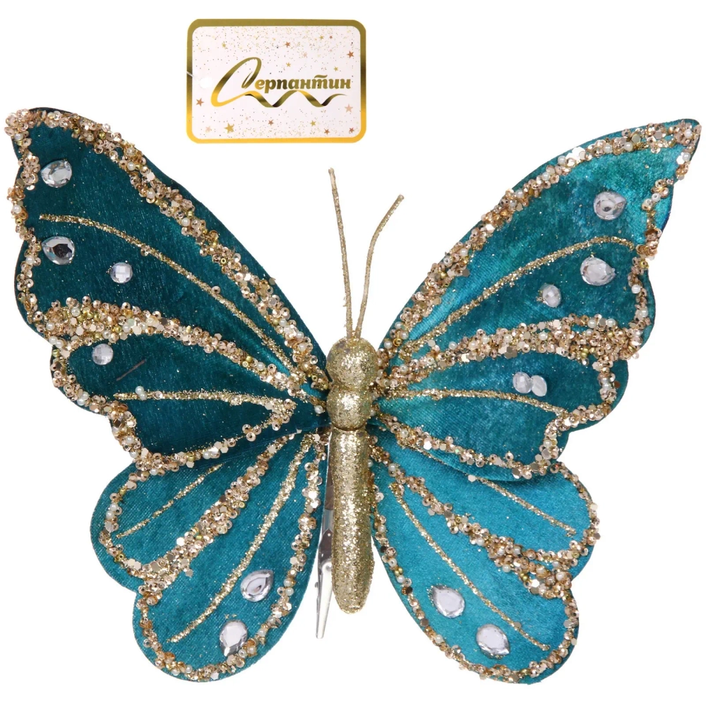 Украшение новогоднее «Нежная бабочка» 19*19 см, Зеленый