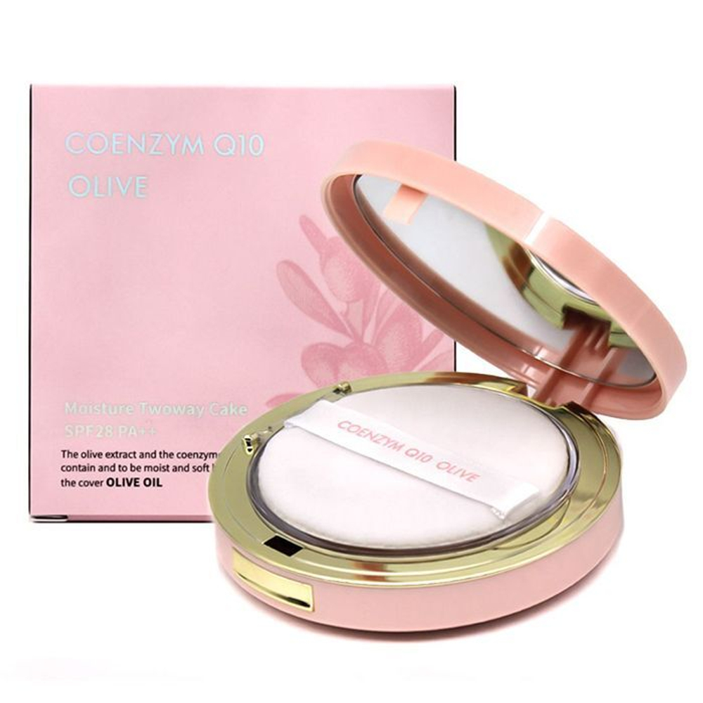 [Enough] Coenzyme Q10 Olive Moisture Twoway Cake - Пудра для лица матирующая, 21 тон 20 гр