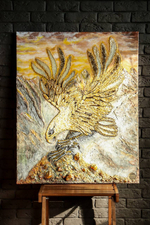 Зеркальная картина с горным хрусталем и раух топазом,на усиленном галлерейном холсте 80*100" Золотой Орел