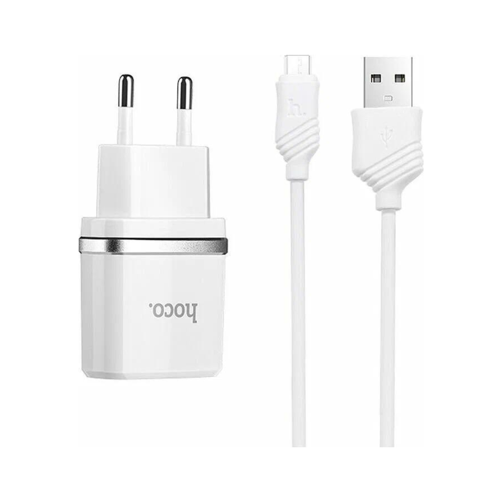 Сетевое зарядное устройство Hoco C11 Smart 1xUSB, 1A + USB кабель micro-USB, 1м