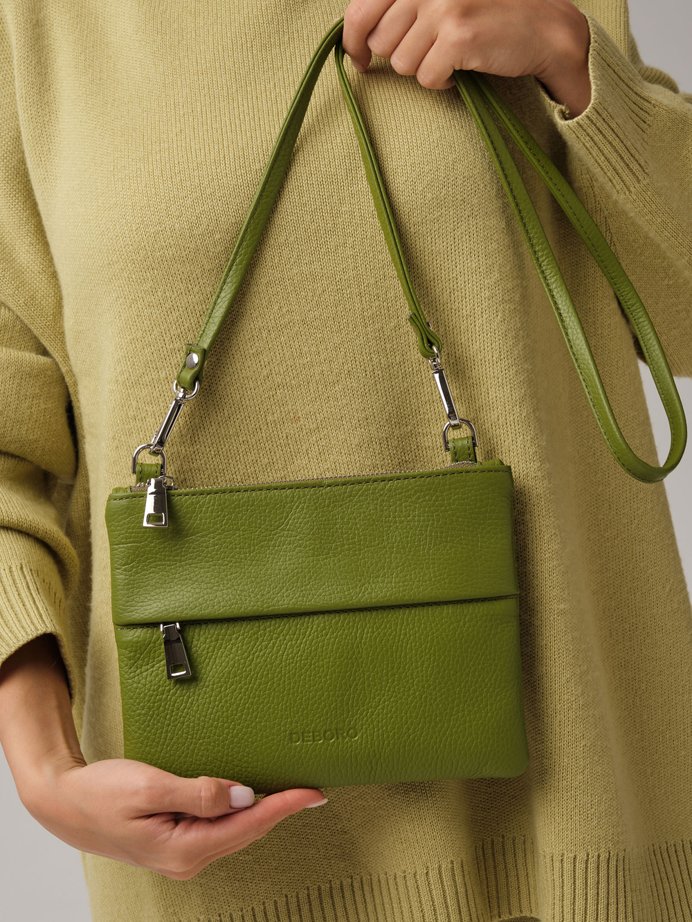 Кожаная сумка Deboro 3017 зеленый бамбук