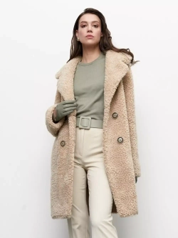 Шуба чебурашка тедди, бежевая, Северина