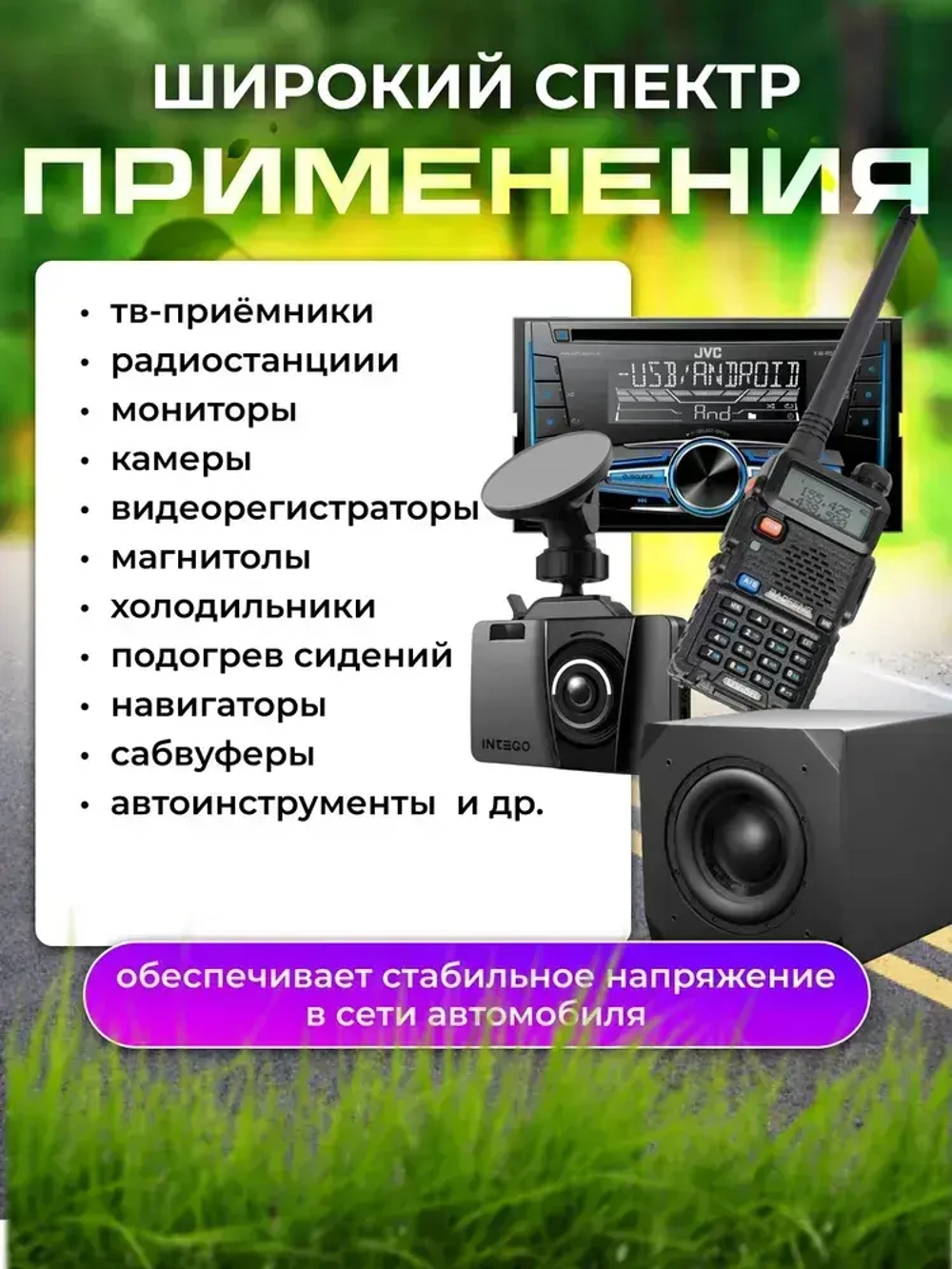 Автомобильный инвертор с 24V на 12V (100A - 1200W)
