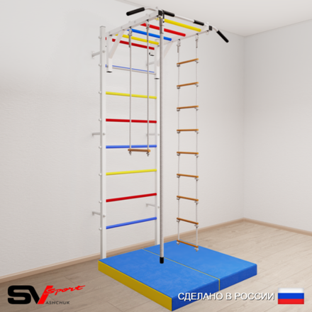 Шведская стенка Sv Sport 5364 (Турник рукоход/Канат/Лестница/Трапеция/Мат 1м)