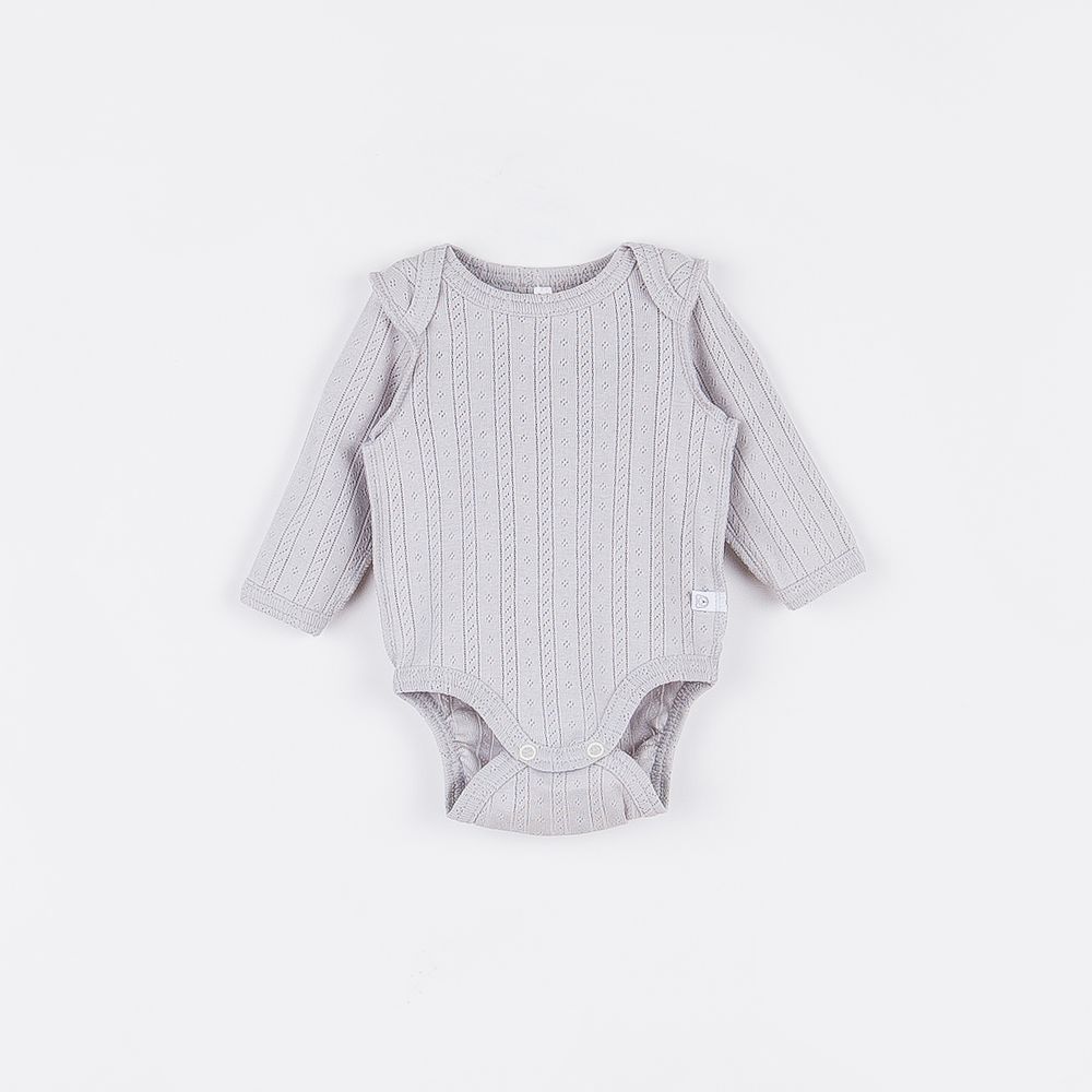 Боди с длинным рукавом "Жемчуг" из ажурного хлопка 0+