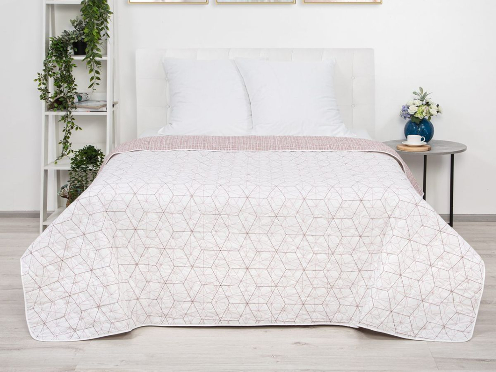 Покрывало на кровать, стеганое, поплин с размерами 215х220