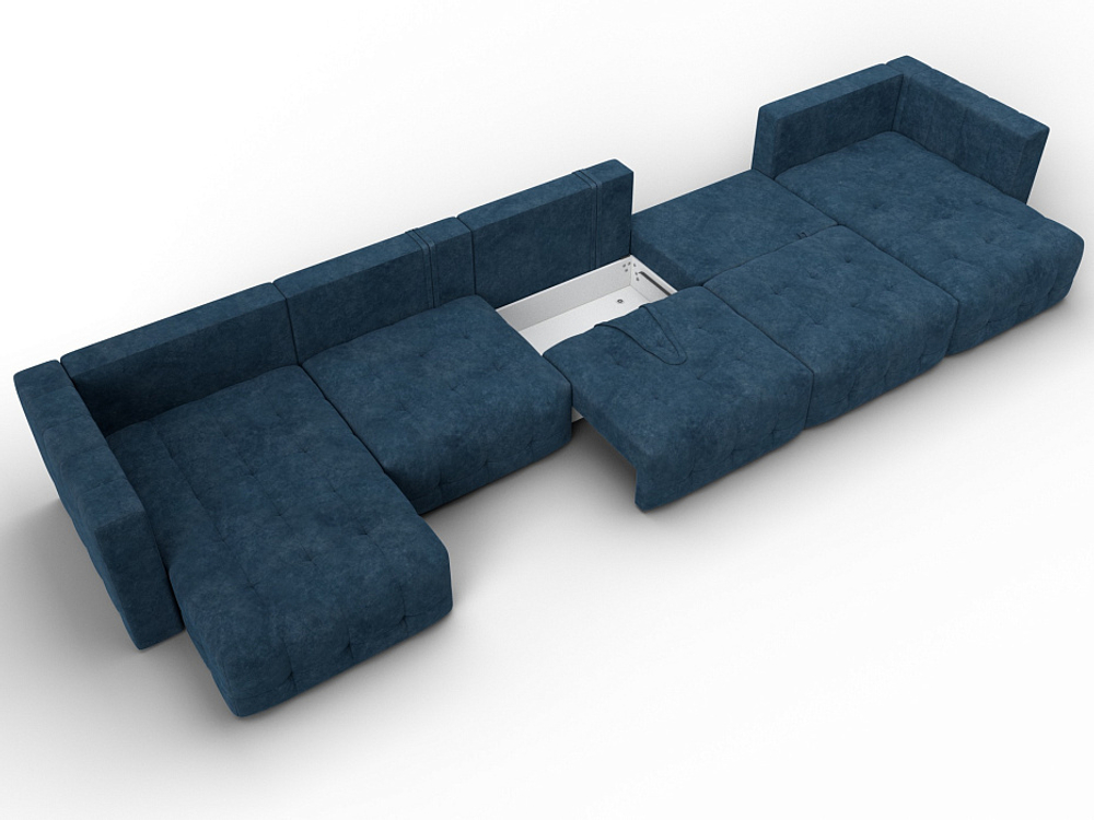Диван П-образный Лига-052 НПБ МегаЛонг, BRUT 11 ВЕЛЮР синий