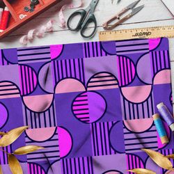 Ткань бязь фиолетовые узоры из 50-х