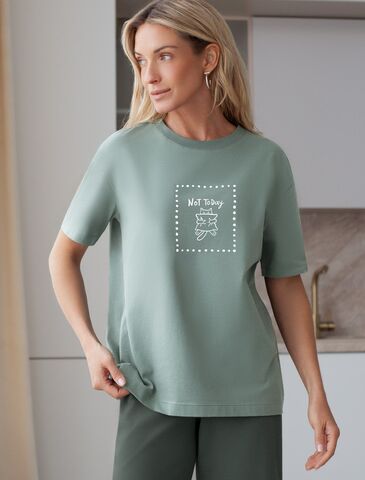 Футболка с принтом свободная эластичная из премиального хлопка  D49.136 (130746)