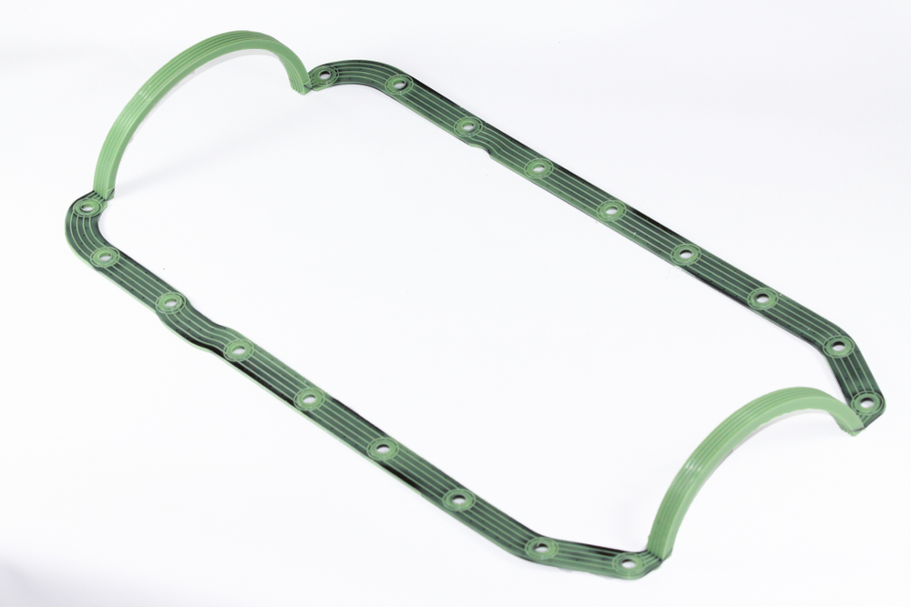 Прокладка поддона маслянного картера УМЗ 417,421,4216 а/м ГАЗель, УАЗ (цельная, армированная РА) зелёный силикон (ПТП64 г. Балаково)