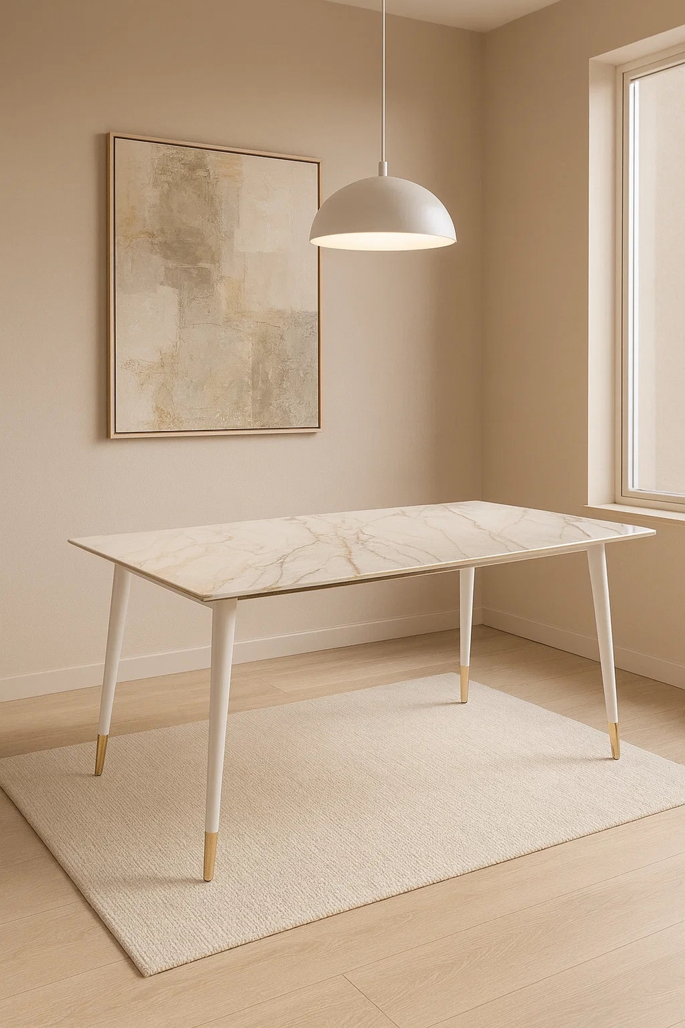 Стол обеденный Ist Casa Рио Гранд, 180х90х76 см, белая керамика, золото