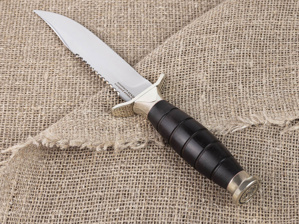 Нож «Морская пехота», сталь 95х18, резная рукоять из черного мореного граба