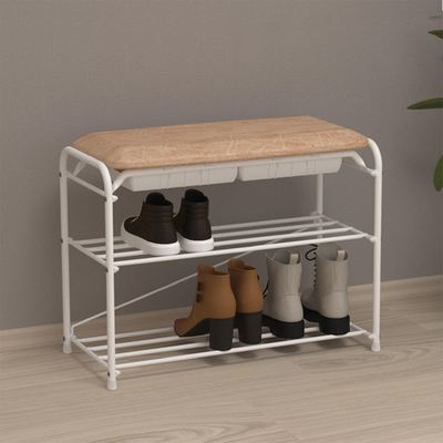 Подставка для обуви "Альфа 23" с сиденьем и ящиком, белая