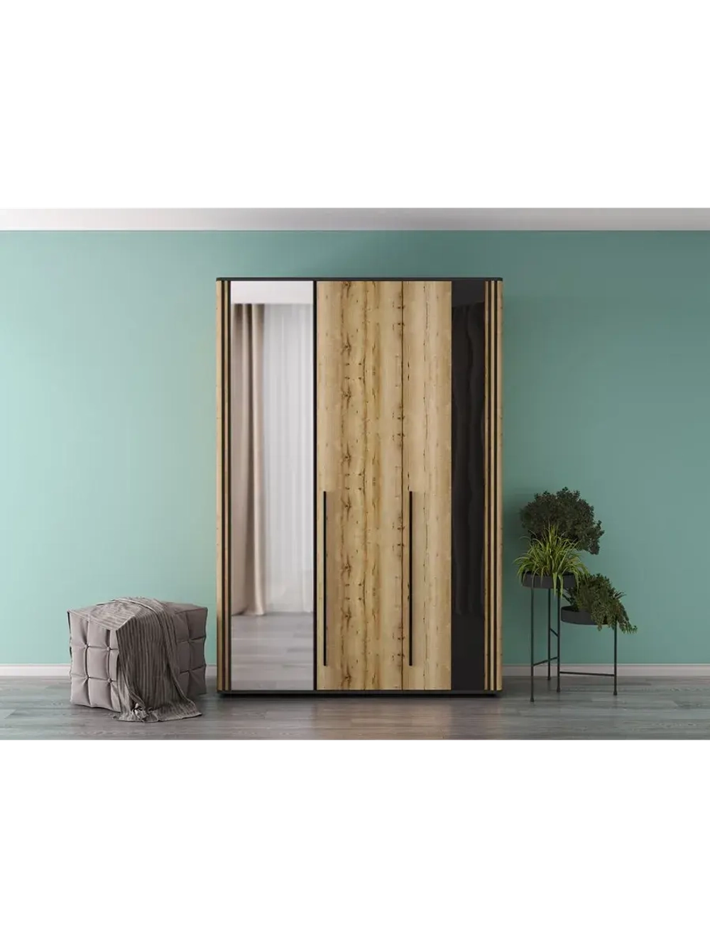 Шкаф для одежды распашной Черный 150х53х220 см