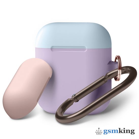 Duo Hang Case for AirPods 1/2 [Body - Lavender, Top - Pastel Blue, Lovely Pink]