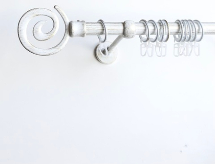 Карниз кованый рифленый для штор "Флексо" d20 мм однорядный, цвет белое золото