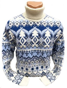 Свитер мужской из шерсти и кашемира "Иней" в светлом