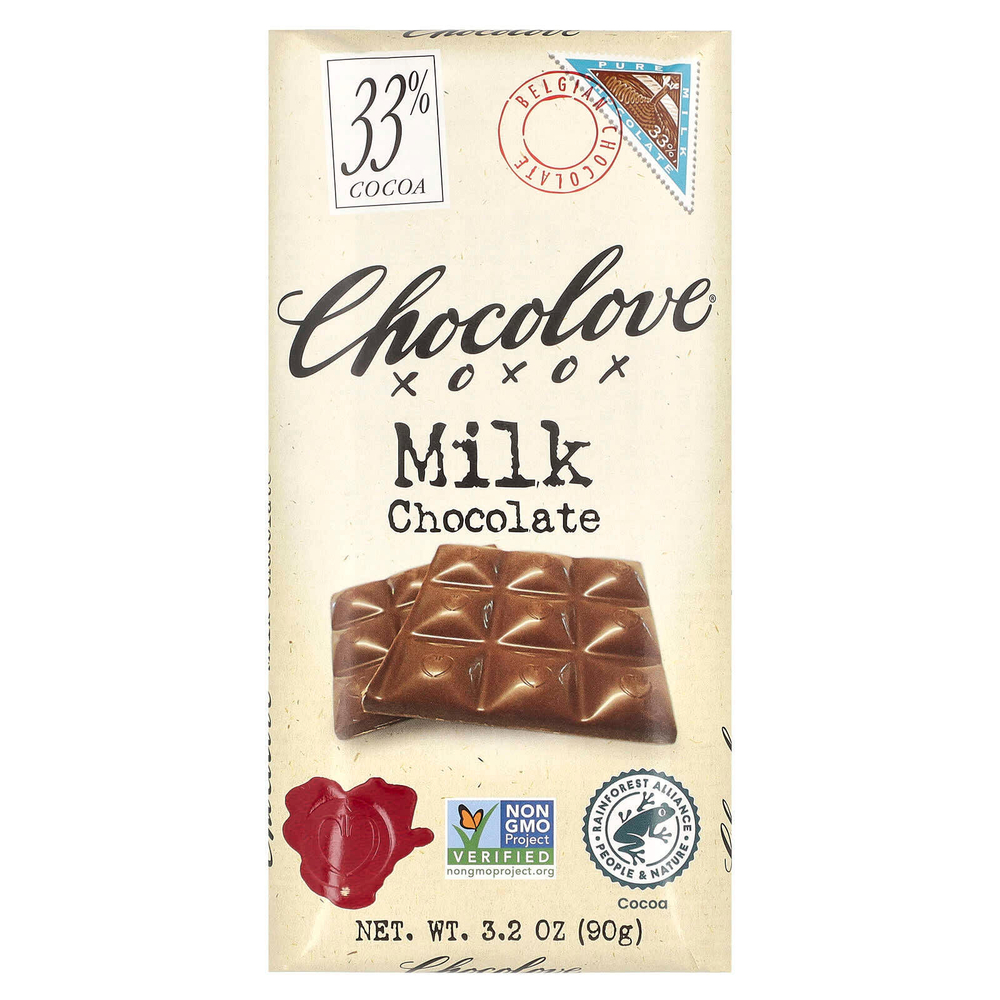 Chocolove, молочный шоколад, 33% какао, 90 г (3,2 унции)