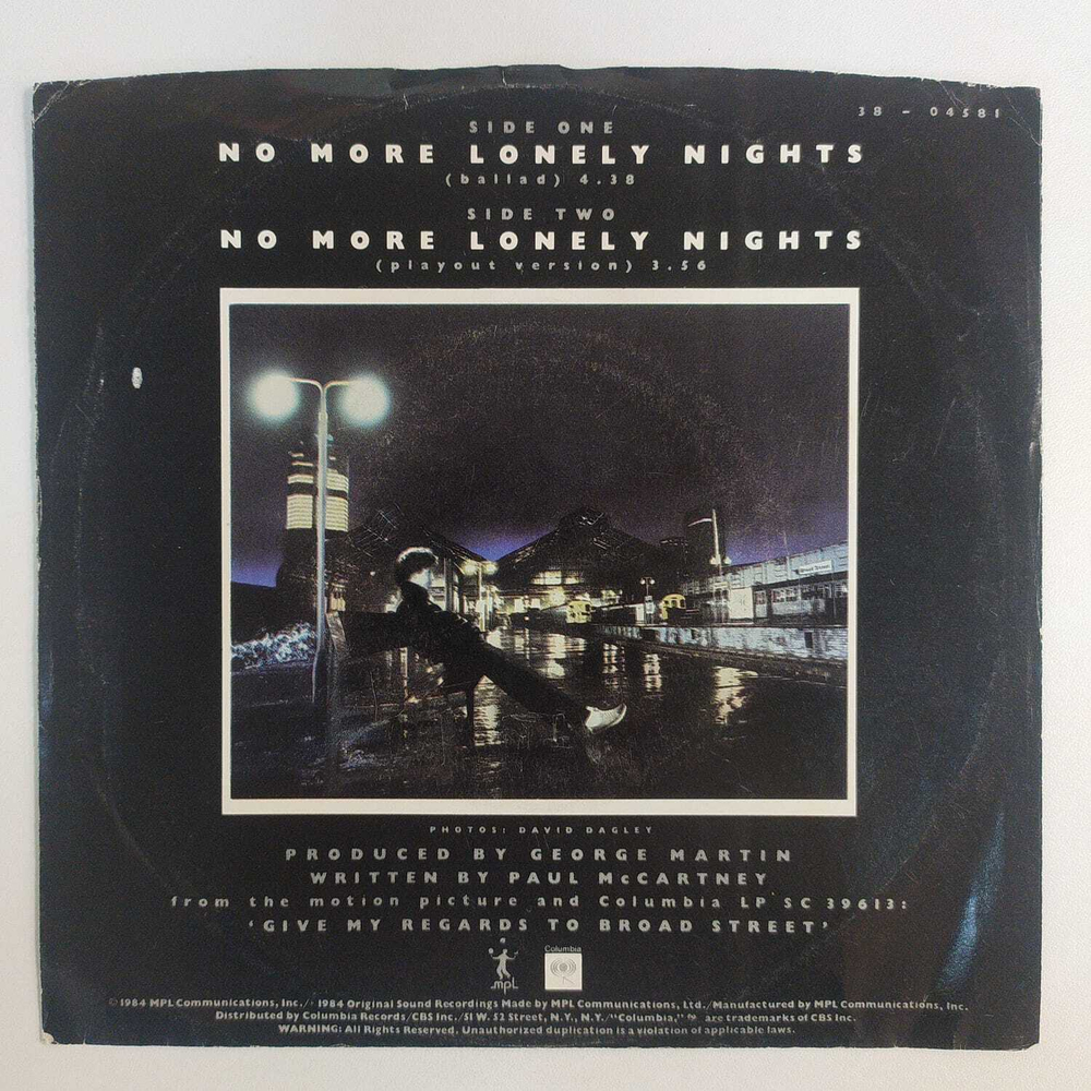Paul McCartney - No More Lonely Nights (США 1984г.) 7", 45 RPM, Single