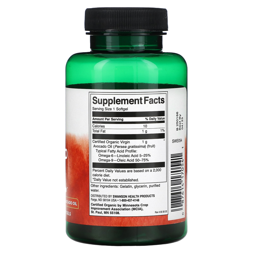 Swanson, Масло авокадо, 1000 мг, 60 мягких таблеток