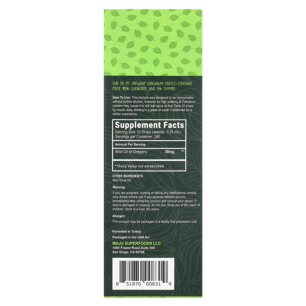 Maju Superfoods, CV 90+, масло орегано, 60 мл (2 жидк. унц.)