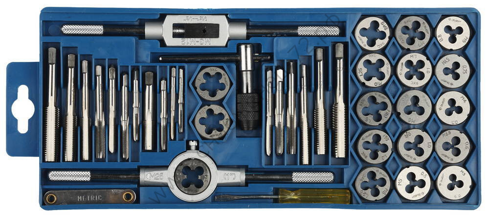 ЗУБР 40 предм., сталь 9ХС, Набор метчиков и плашек в пластиковом боксе (2810-H40)