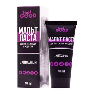 Мальт-паста для выведения шерсти с хитозаном для котят, кошек и хорьков FeelGOOD