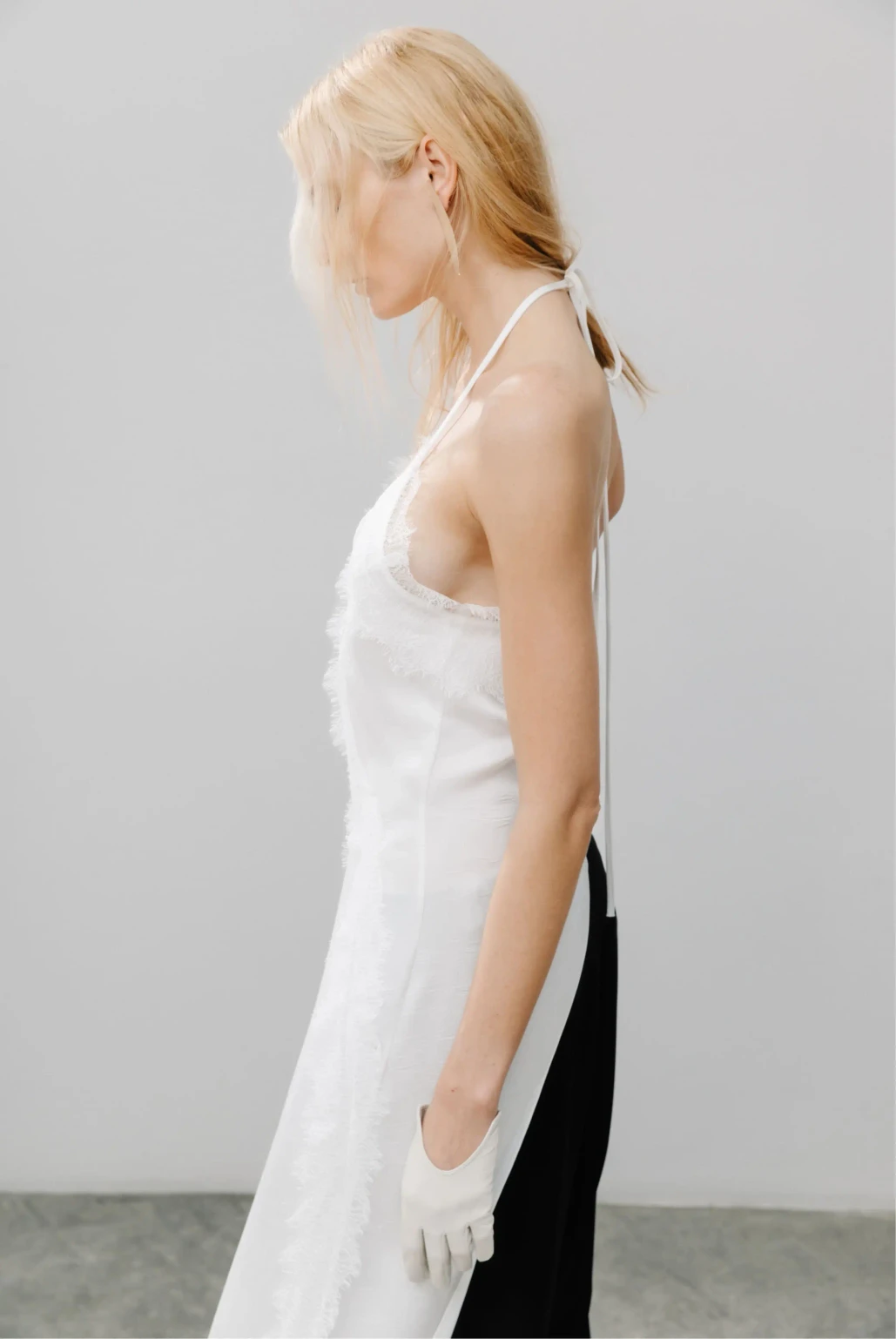 Топ с кружевом белый