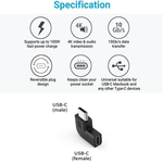 2 шт. 90-градусный угловой USB 3.1 Type C конвертер папа-мама
