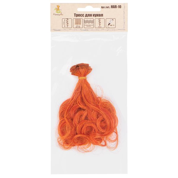 Трессы для кукол 15 см, 100 см, 25 г, 33 рыжий, HobbyBe HAR-10