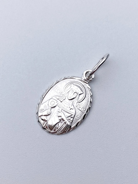 Образок из серебра/Без покрытия/Подвижное ухо/Варвара