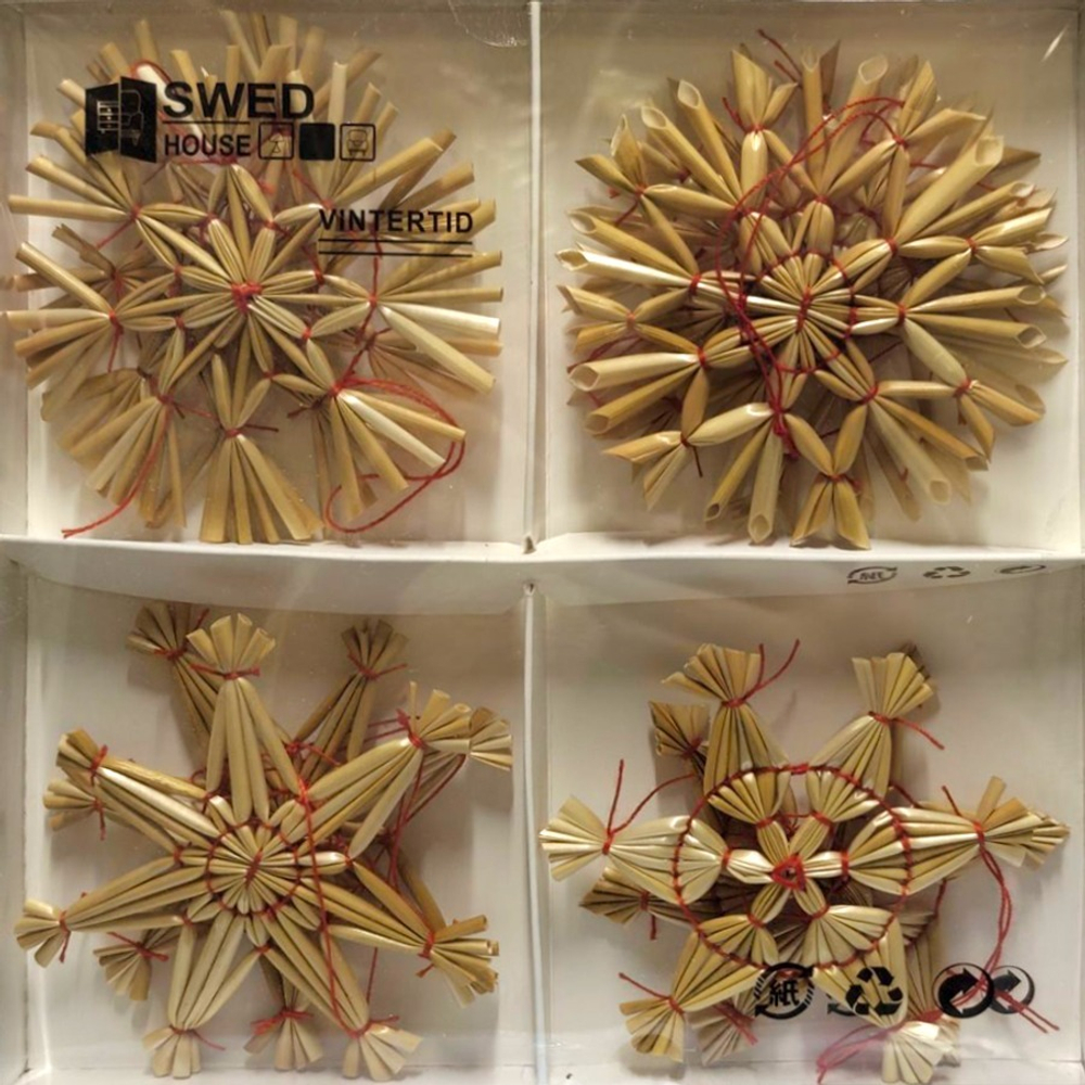 Набор ёлочных украшений Vintertid, 8 шт, 8 см, солома