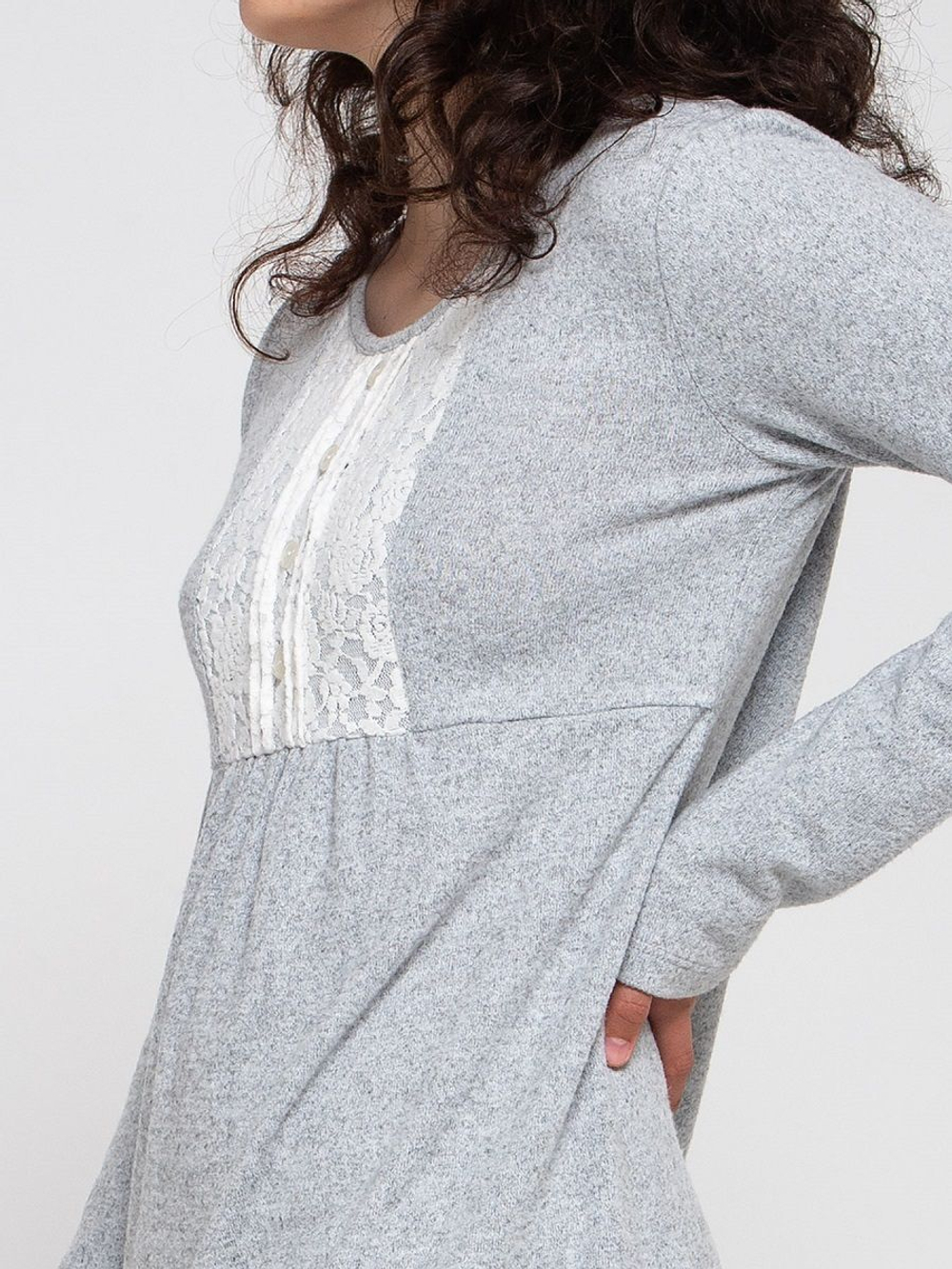 Теплое домашнее платье-сорочка (Размер: XL) (Цвет: серый)