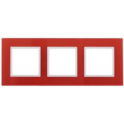 14-5103-23 ЭРА Рамка на 3 поста, стекло, Эра Elegance, красный+бел