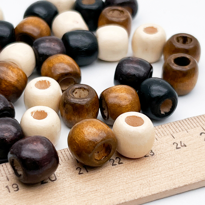 Деревянные бусины тонированные, бочонок, цвет микс, размер около 11*12 мм, цена за набор 10 штук