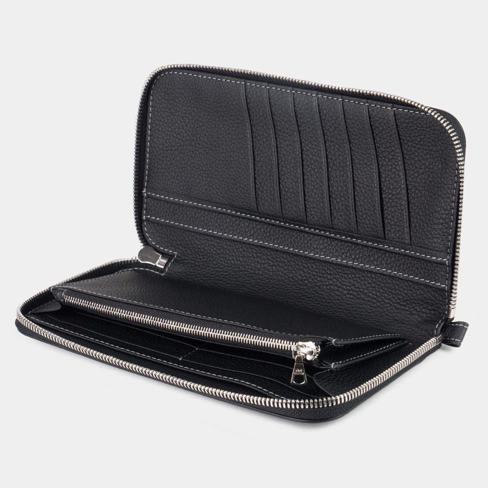 Кожаный кошелек, теленок черного цвета