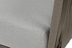 "Багамы" кресло плетеное из роупа, каркас алюминий бежево-серый (RAL7006) муар, роуп серо-коричневый 23мм, ткань светло-серая