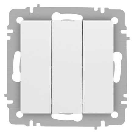 Выключатель Intro Accent 6-106-01М тройной, 10А-250В, IP20, СУ, AL/CU, белый матовый